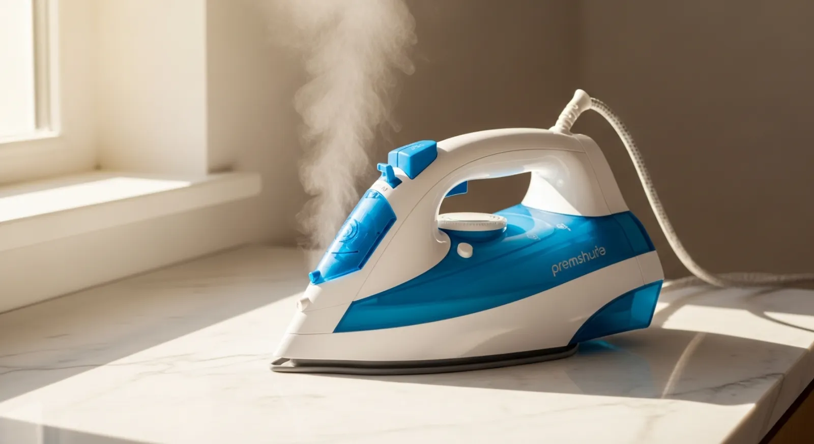 Centrale vapeur en action sur une chemise